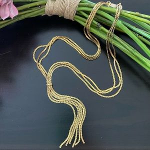 Vintage NAPIER Serpentine S Chain Tassel Gold-tone Necklace